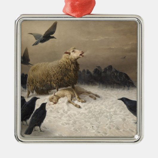 苦しみ：死んだ子羊の羊 メタルオーナメント (正面)