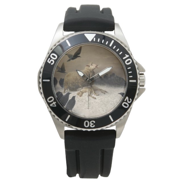 苦しみ：死んだ子羊の羊 腕時計 (正面)