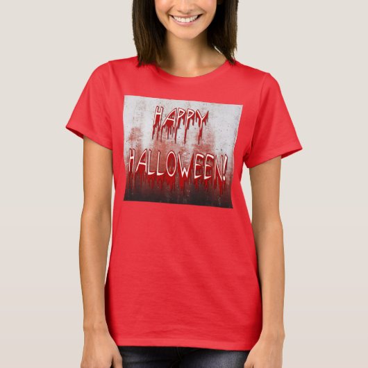 苦しむハッピーハローウィン血の汚れた女性ティー Tシャツ (正面)