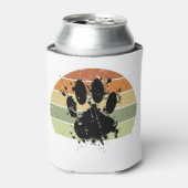 苦し絵を描いスパター犬のポープリントレトロ夕日 缶クーラー (缶正面)