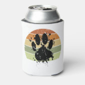 苦し絵を描いスパター犬のポープリントレトロ夕日 缶クーラー (缶裏面)
