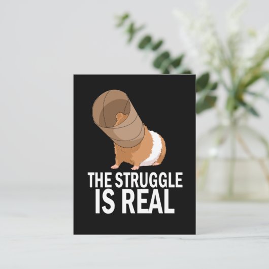 苦労はギフト実在ギニアおもしろいモルモット ポストカード (スタンド正面)