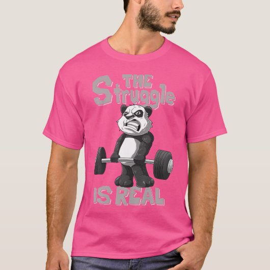苦労はパンダ実在シャツのボディビルWeig Tシャツ (正面)