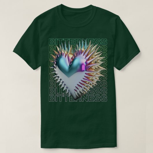 苦味スパイキー3DハートダークY2K Tシャツ (デザイン正面)