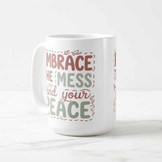 苦境に立ち向かって平和感動的を コーヒーマグカップ (正面左)