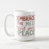 苦境に立ち向かって平和感動的を コーヒーマグカップ (左)