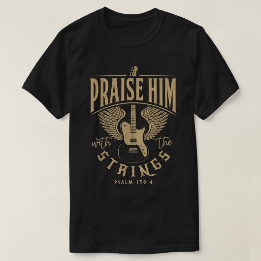 苦悩するクリスチャン・ギター・プレイヤーを称賛する Tシャツ (デザイン正面)