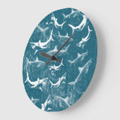 苦悩のブルーシャーク・パターン ラージ壁時計 (傾斜)