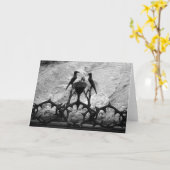 苦悩の岩、エルサレム、イスラエル - モノクロカード カード (黄色い花)