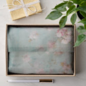 苦悩の表情を浮かべた淡いピンクの花の枝（横向き） 薄葉紙 (ギフト)