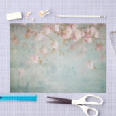 苦悩の表情を浮かべた淡いピンクの花の枝（横向き） 薄葉紙 (クラフト)