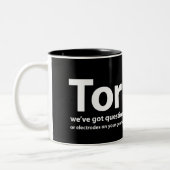 苦悶-私達は質問、持っています答えを持っています ツートーンマグカップ (左)