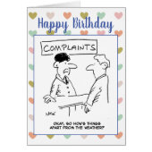 苦情受付中の天気で人が不平を言う (正面)