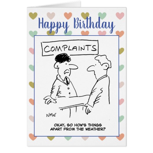 苦情受付中の天気で人が不平を言う (正面)