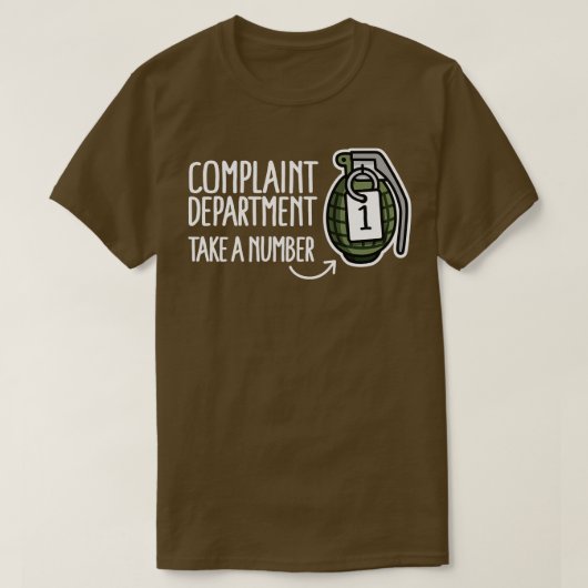 苦情部は番号手手手手榴弾フーを取る Tシャツ (デザイン正面)