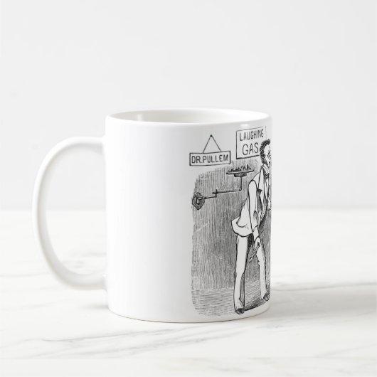 苦痛なしで歯を得ている笑うガスの歯科医 コーヒーマグカップ (左)