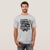 苦痛もなく言い訳もなく成長 | メンズジム Tシャツ (正面フル)