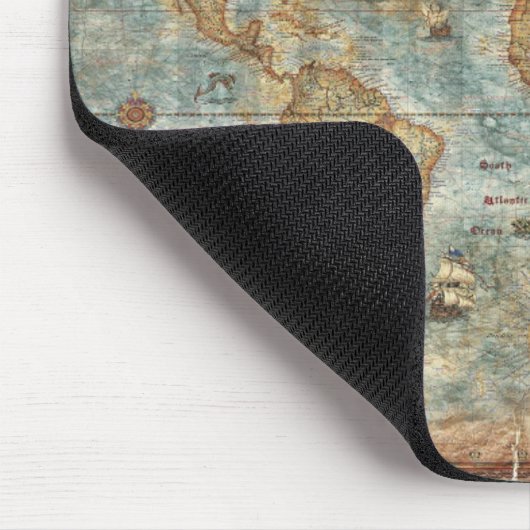 苦脳のヴィンテージのアンティークによって描かれる世界地図 マウスパッド (コーナー)