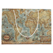 苦脳のヴィンテージのアンティークによって描かれる世界地図 ラージペーパーバッグ (裏面)