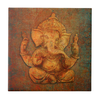 苦脳の石の背景のGanesh タイル