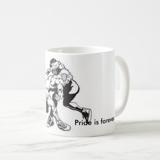 苦闘する白11のozのクラシックで白いマグ コーヒーマグカップ (正面右)