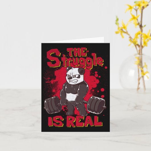 苦闘はパンダ実在シャツフィットネスジムボディー カード (黄色い花)