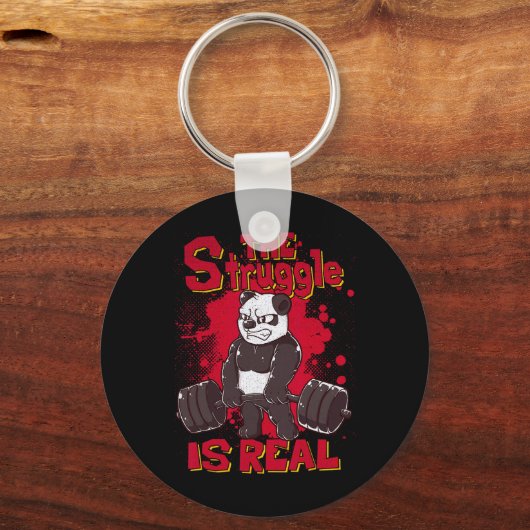 苦闘はパンダ実在シャツフィットネスジムボディー キーホルダー (正面)