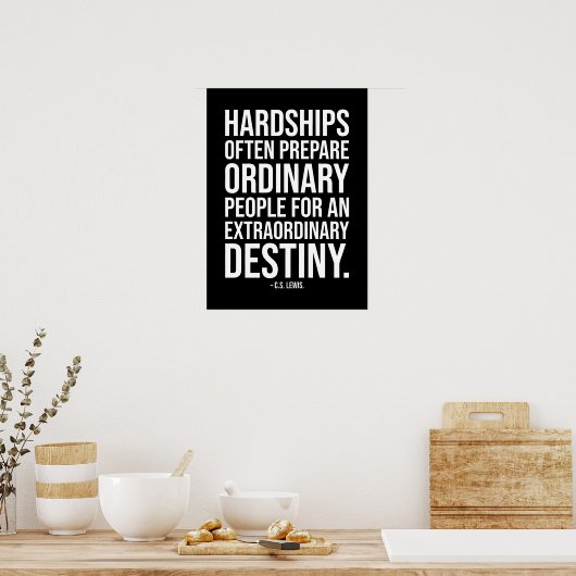 苦難 – 成功やる気を起こさせる引用文 ポスター (キッチン)