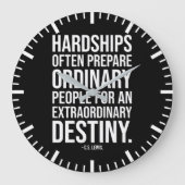 苦難 – 成功やる気を起こさせる引用文 ラージ壁時計 (正面)