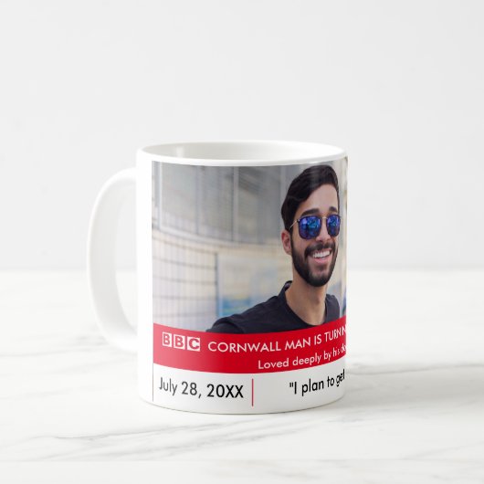 英おもしろい国50th誕生日偽ニュースの贈り物 コーヒーマグカップ (正面左)