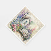 英お洒落語コテージおとぎ話フラワーガーデン スタンダードランチョンナプキン (角)