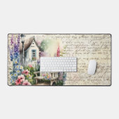 英お洒落語コテージおとぎ話フラワーガーデン デスクマット (キーボード&マウス)