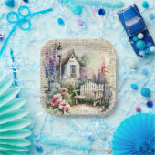 英お洒落語コテージおとぎ話フラワーガーデン ペーパープレート (パーティー)