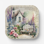 英お洒落語コテージおとぎ話フラワーガーデン ペーパープレート (正面)