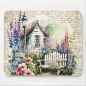 英お洒落語コテージおとぎ話フラワーガーデン マウスパッド (正面)