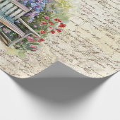 英お洒落語コテージフラワーガーデンオールドレター ラッピングペーパー (角)