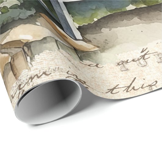 英お洒落語コテージフラワーガーデンオールドレター ラッピングペーパー (ロールコーナー)