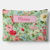 英エレガント国ワイルドフラワーLgパーソナライズされた アクセサリーポーチ (正面)