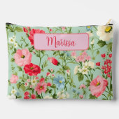 英エレガント国ワイルドフラワーLgパーソナライズされた アクセサリーポーチ (裏面)