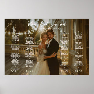 英エレガント字結婚写真の座席表 ポスター