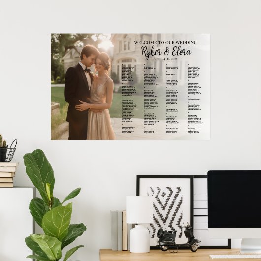 英エレガント字結婚写真の座席表 ポスター (ホームオフィス)
