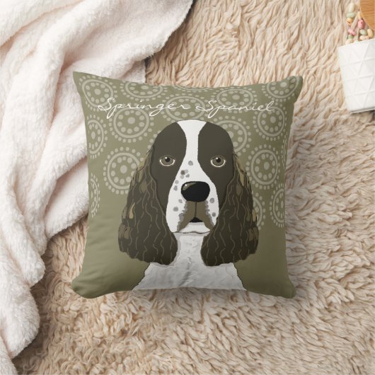 英カスタマイズ語スプリンガースパニエル犬イン黒白 クッション (ブランケット)