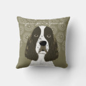 英カスタマイズ語スプリンガースパニエル犬イン黒白 クッション (裏面)