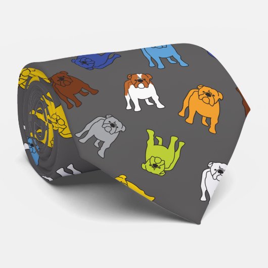 英カラフル語ブルドッグ数々のカラー犬 ネクタイ (ロール)