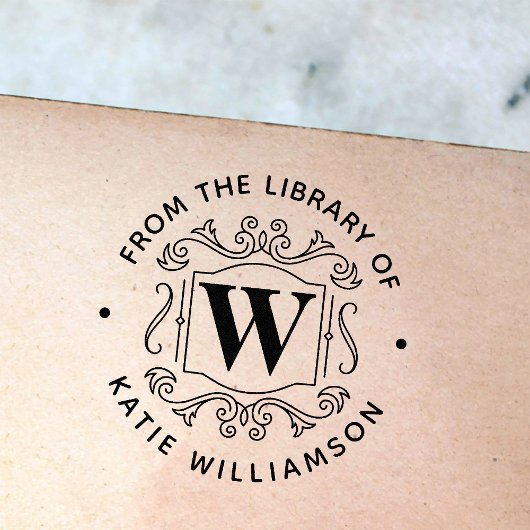 英クラシカル国モノグラム個人図書室 セルフインキングスタンプ