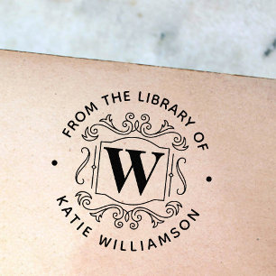 英クラシカル国モノグラム個人図書室 ラバースタンプ