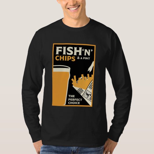 英クラシック国の魚とチップ Tシャツ (正面)