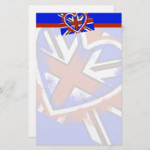 英クール国国旗のハートデザイン 便箋 (正面/裏面)