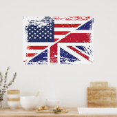 英グランジ国アメリカ国旗 ポスター (キッチン)