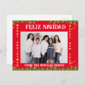 英スペインの語カスタムクリスマス写真カード シーズンポストカード (正面/裏面)